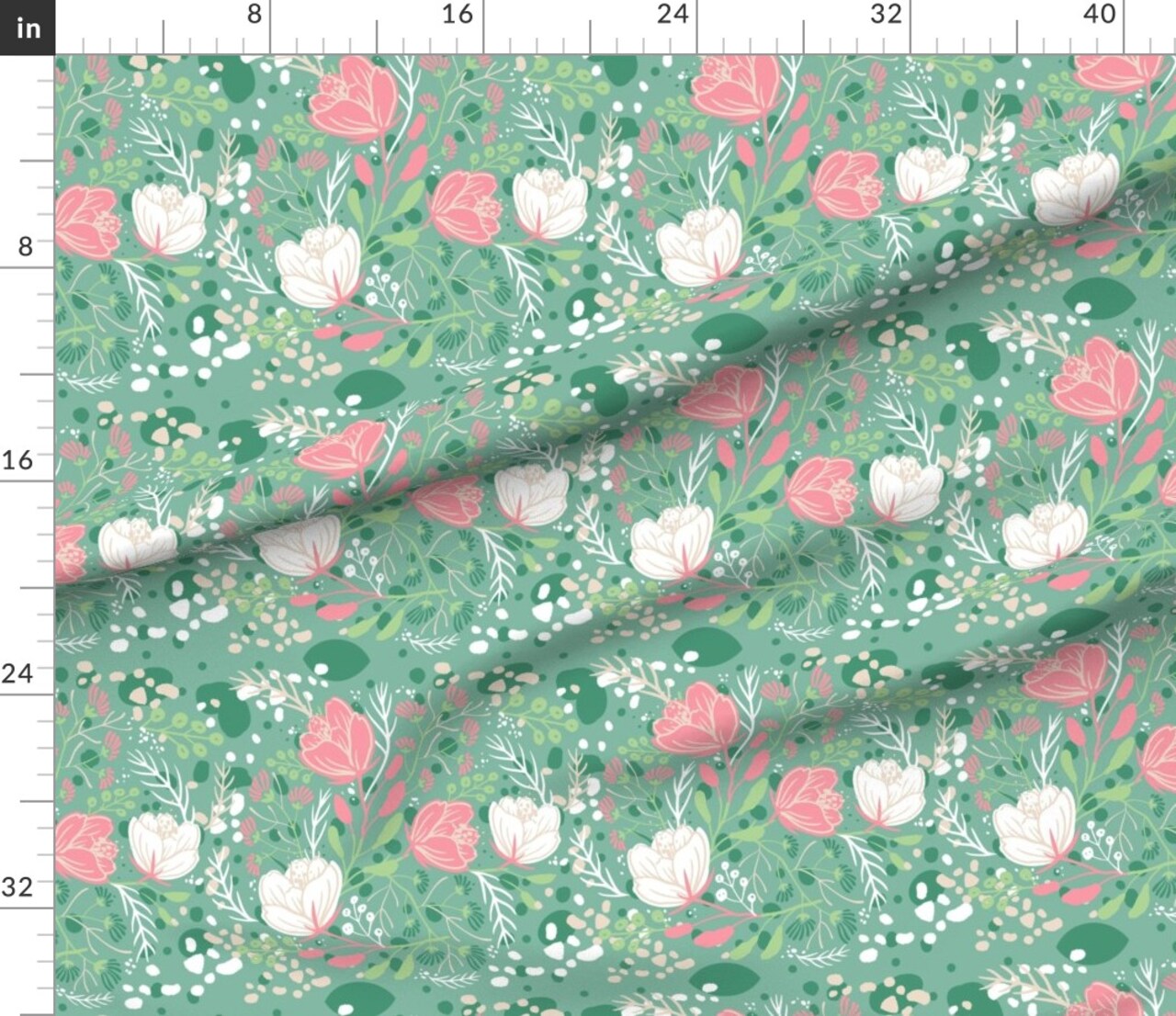 Abstract Garden Pond Fairy Lily Pad Whimsical Nature Floral Custom Printed Fabric by Spoonflower Various Fabrics by the Yard or Fat Quarter